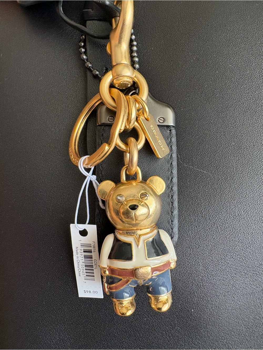 NEW COACH X STAR WARS HAN SOLO BEAR SOLID METAL GOLD TONE/MULTI KEY/FOB CHAIN